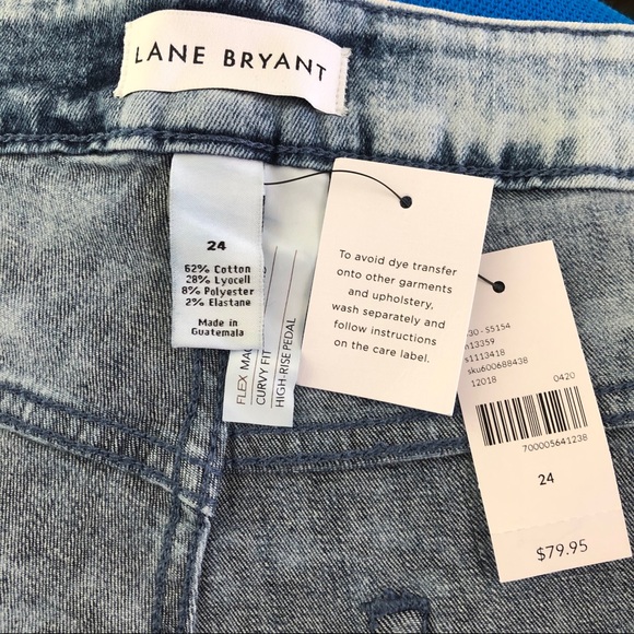 Lane Bryant High-Rise Acid Wash Pedal Jeans NWT - Picture 11 of 16